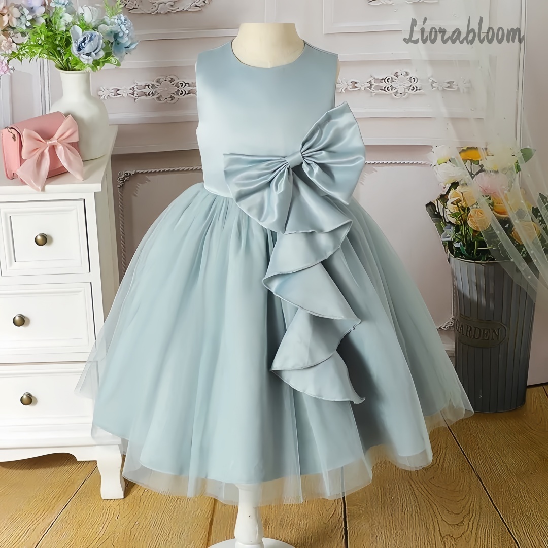 Large Women'S Formal Wear - فستان سهرة أزرق للأطفال مع زهرة