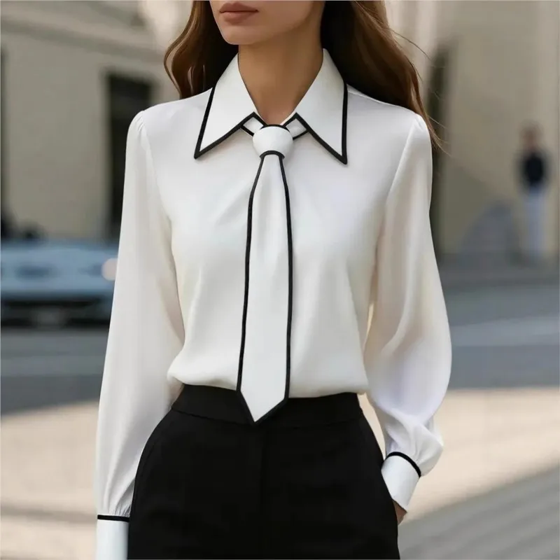 Women'S Formal Wear Suit - بلوزة نسائية موضة قميص رسمي ربطة