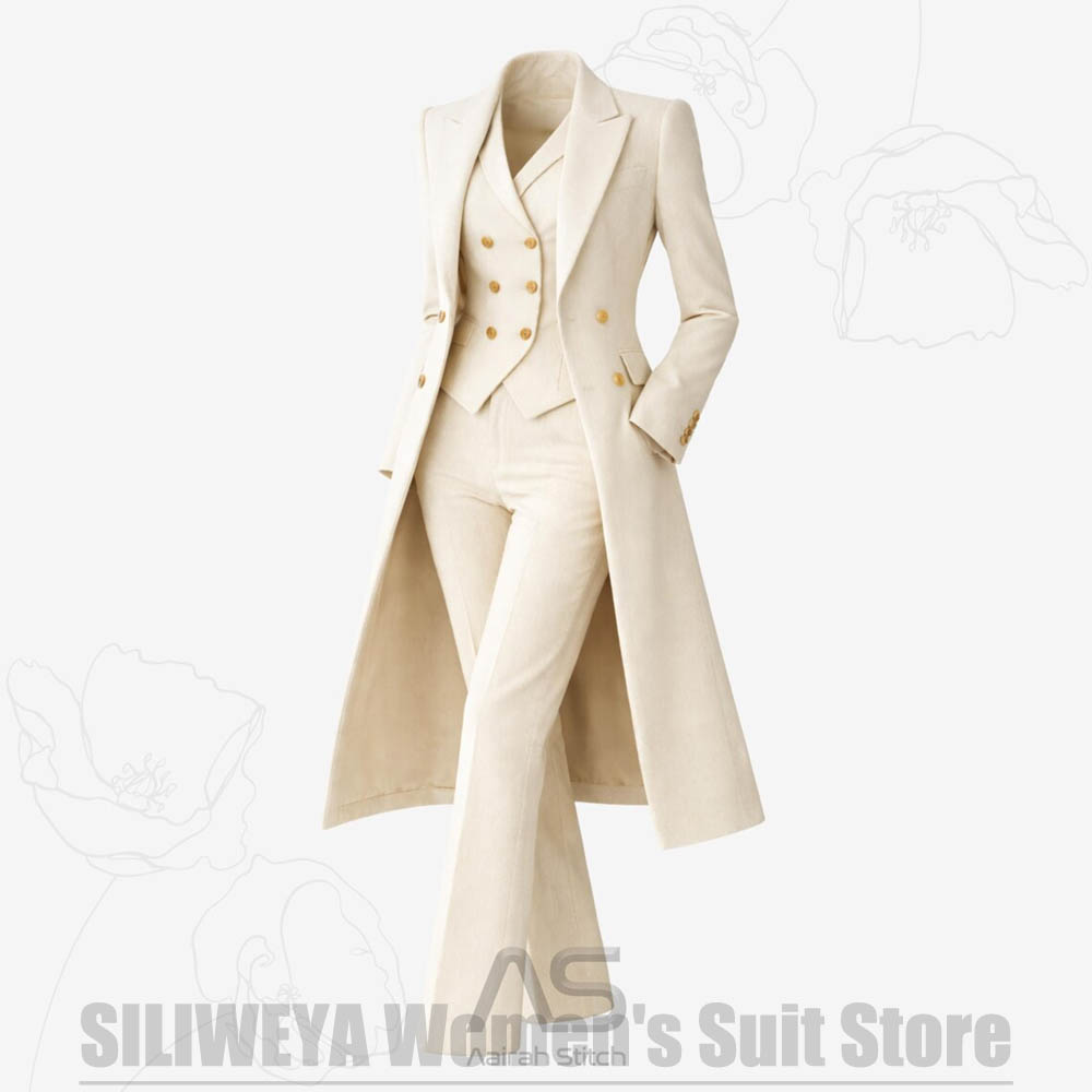 بدلة نسائية من 3 قطع معطف طويل - مراجعة Women Formal Wear Pants وسعره