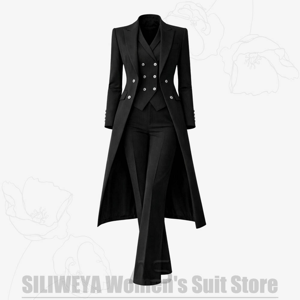 بدلة نسائية من 3 قطع معطف طويل - مراجعة Women Formal Wear Pants وسعره