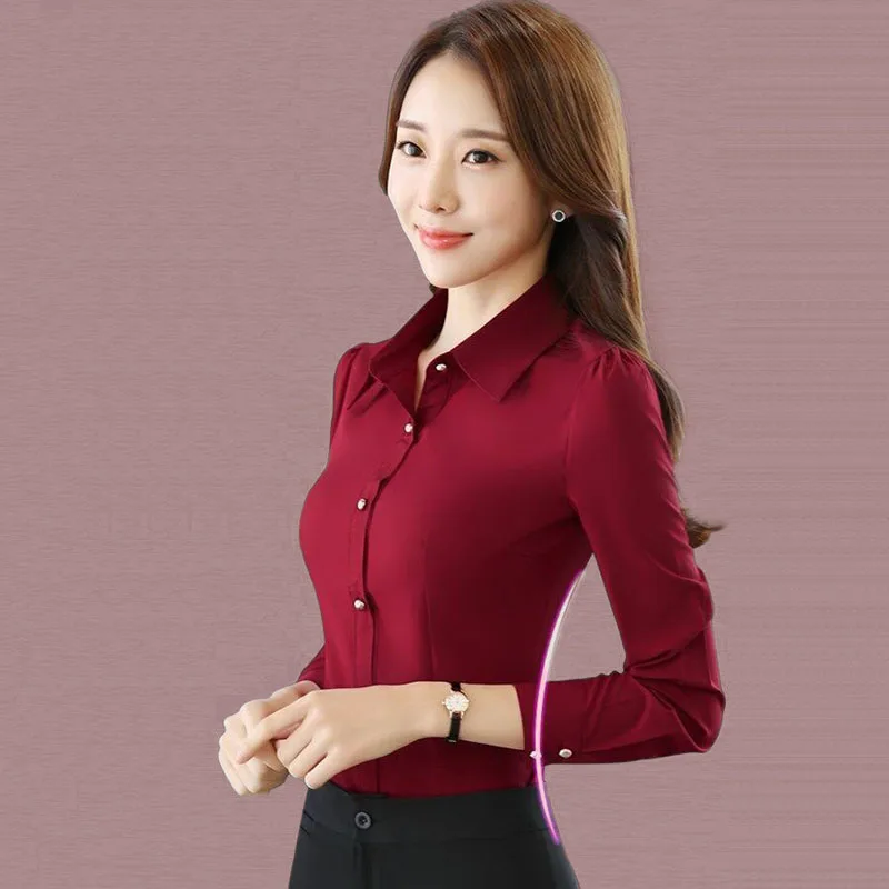 أحمر طويل الأكمام قمصان النساء - مراجعة Women'S Formal Wear Suit وسعره