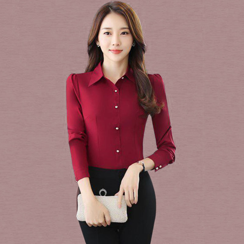 أحمر طويل الأكمام قمصان النساء - مراجعة Women'S Formal Wear Suit وسعره